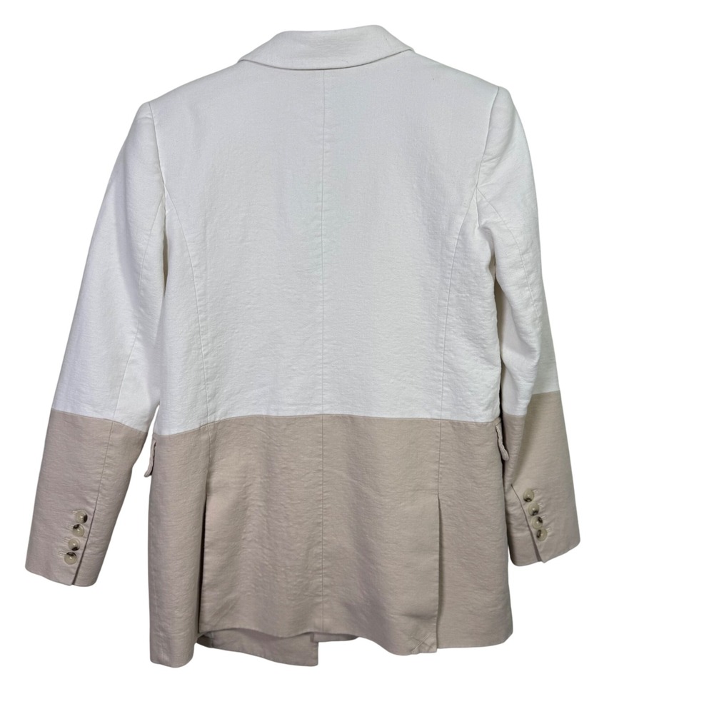 Something Navy Womens Blazer Small Danielle Colorblock Linen Blend Oversized‎ - Picture 6 of 9